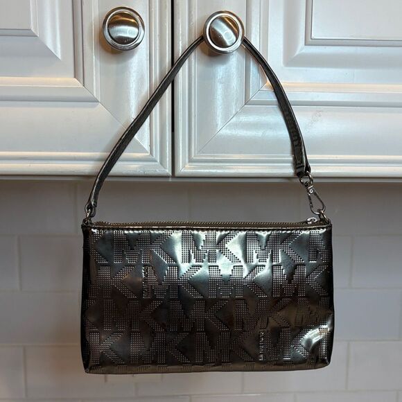 Michael Kors Bag Purse Handbag Metallic Embossed Logo Mini Bag Pocketbook - Picture 5 of 15